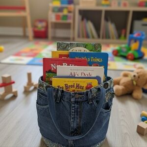 Upcycled Molly Made It Paisley Jeans Storage Basket
